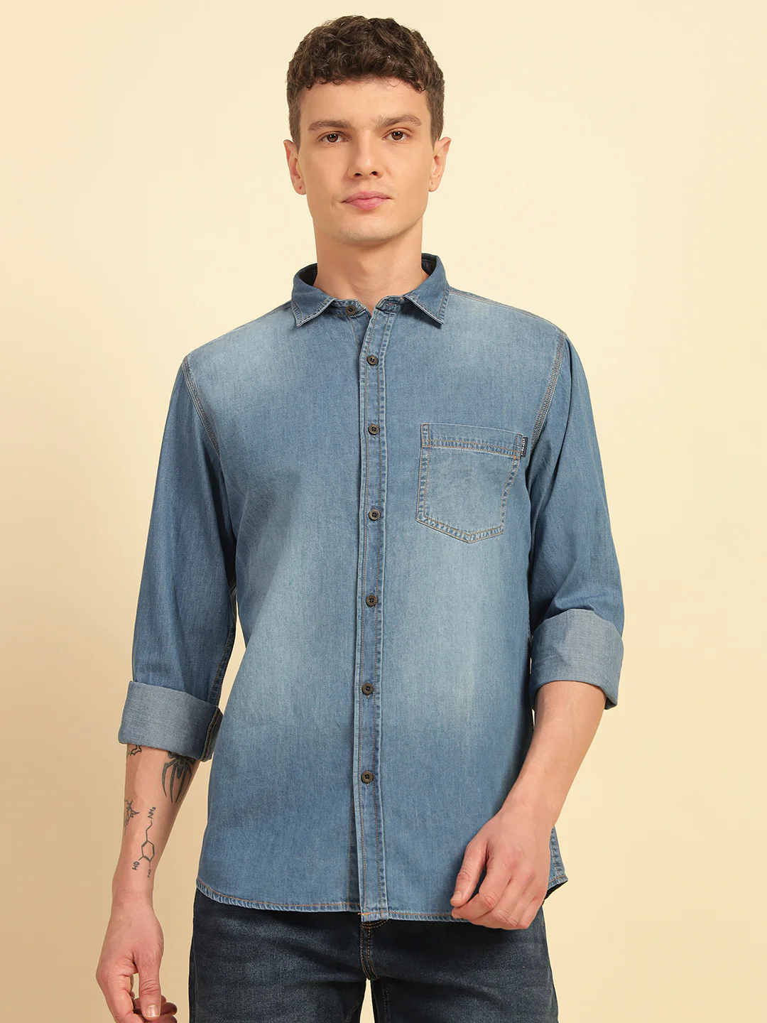 Casual Shirt for Men | Breathable & Soft with Color Fastness Regular Fit Cotton Fabric Solid Pattern - Image 3