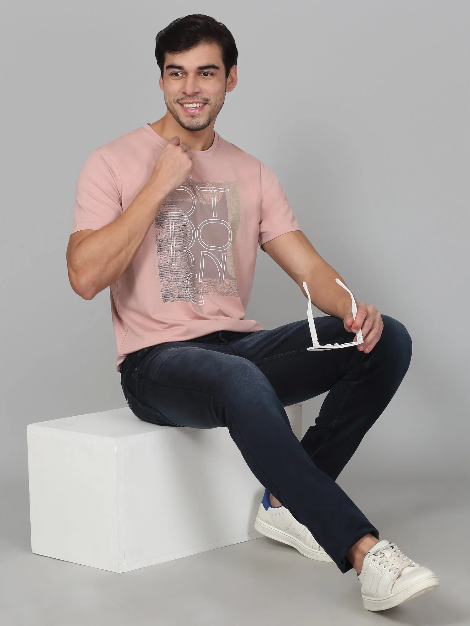 T-Shirt for Men | Breathable & Soft with Color Fastness Regular Fit Round Neck Cotton Blend Fabric Printed Pattern - Image 5